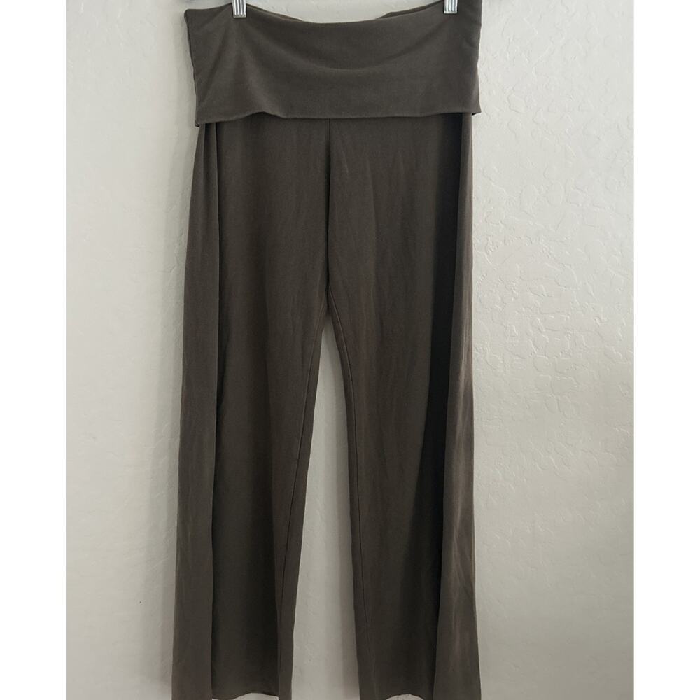 FITIGUES Y2K Brown Fold Over‎ Lounge Pants Wide Legs Full Length Minimalist 90s